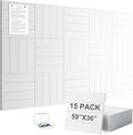 G Gamit Large Felt Wall Tiles Bulletin Board 59”x36”,Large Cork Board Alternative with 60 Pushpins, 15-Pack Felt Pin Board with 112 Safe Removable Adhesive Tabs for Home Office School (White)