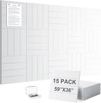 G Gamit Large Felt Wall Tiles Bulletin Board 59”x36”,Large Cork Board Alternative with 60 Pushpins, 15-Pack Felt Pin Board with 112 Safe Removable Adhesive Tabs for Home Office School (White)