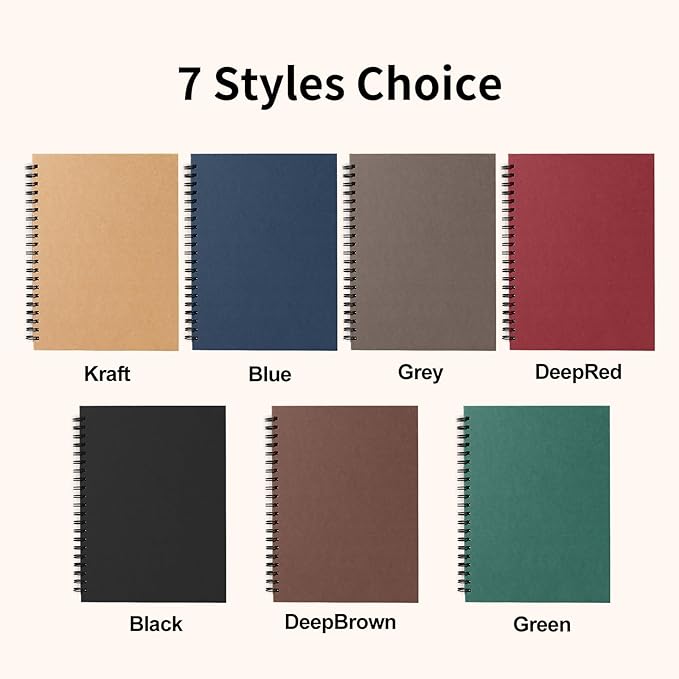 Custom Spiral Notebook - Upload Your Own Photo/Logo/Text, Set of 4 Personalized Journals, A5 Kraft Soft Cover, 120 Pages, 8.4 x 5.8 Inch, Customizable Notebooks for Gifts, Office or Business,Blue
