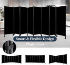 Room Divider Folding Privacy Screens with Lockable Wheels, 176'' Fabric Partition Room Dividers Freestanding Room Divider Panel for Room Separation, Wall Divider for Home Office Bedroom Studio Decor