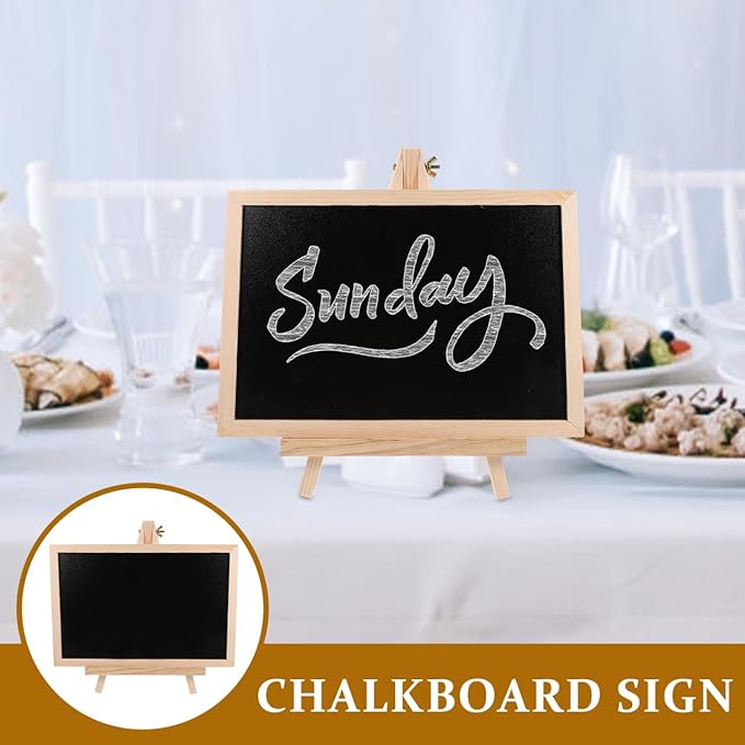 Holibanna Small Chalkboard with Stand 12 Inch Desktop Message Board for Home Bar Wedding Party Decoration Easy to Write and Clean