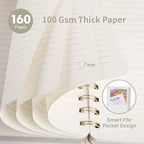 Spiral Notebook-5.75" x 8.125" College Ruled Journal with Inner Pockets and 160 Pages,PU Leather Cover Business Journal, Twin-Wire Binding Notebook Perfect for Office & Home School Supplies Light Grey
