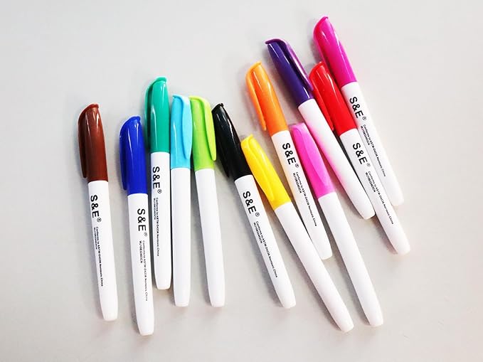 S & E TEACHER'S EDITION 96 Pcs Dry Erase Markers Colored markers 12 Assorted Colors with Low-Odor Ink Colored Whiteboard Markers for School, Office, Supplies