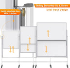 maxtek Dry Erase Whiteboard Height Adjustable, Easel Stand Rolling White Board on Wheels - 48 x 60 Large Mobile Dry Erase Board, 4' x 5' Double Sided Magnetic Whiteboard for School Office Home