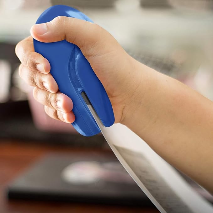 Plus Paper Clinch Compact Staple-Free Stapler, Blue