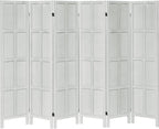 Leesinwing Wood Room Divider 6 Panel Folding Privacy Screen, Classic 5.6Ft Indoor Wooden Partition, Portable Partition Wall Divider for Room Separation, Home, Office, Bedroom, Restaurant (White)