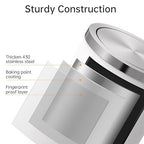 Mbillion Small Trash Can with Swing Lid 4 Gallons/ 15 Liter, Mini Trash Can with lid, Stainless Steel Cylindrical Garbage Can for Home and Office Bathroom Bedroom, for Ground and Desktop White