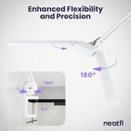 Neatfi LED Desk Lamp, Dimmable Desk Light with 360 SMD LEDs, 30W, CRI 95, Adjustable Color Temperature, Task Lamp for Home, Office, and Workbench (CCT, White, 41 Inches)