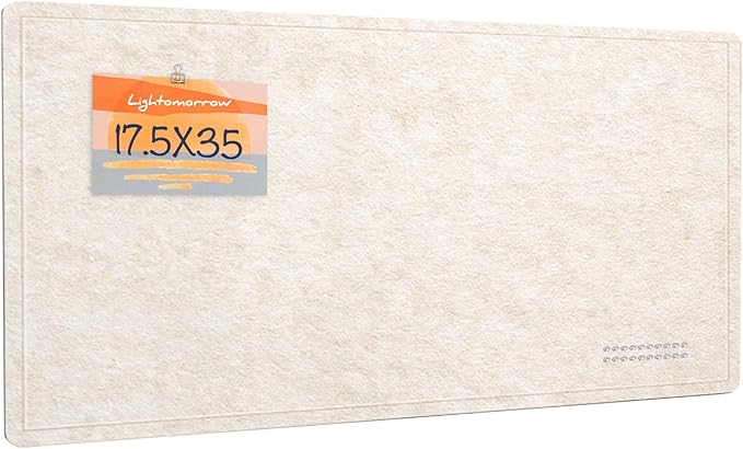 Lightomorrow Bulletin Board, 35 x 17 1/2 inches Felt Board - Decorative Pin Board, Cork Board Alternative for Wall, Foldable Self-Adhesive Vision Board Prayer Board with 20 Pushpins - Oatmeal
