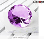 CLICK2GO 3” / 80 mm Light Purple Diamond Shaped Glass Crystal Paperweight – Home Office Decor & Valentine's Day Gift Wedding Favors Centerpieces Decoration with Gift Box
