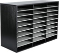 EasyPAG Wooden Literature Organizer with Adjustable Shelves, 27 Compartments Office Paper Organizer Storage 13500 Sheets Letter Size Paper, Student Mailbox for Classroom, Black/White