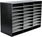 EasyPAG Wooden Literature Organizer with Adjustable Shelves, 27 Compartments Office Paper Organizer Storage 13500 Sheets Letter Size Paper, Student Mailbox for Classroom, Black/White