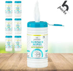Juniper CLEAN 6 Pack Surface Cleaning Wipes with Bleach, All-Purpose Cleaner for Bathroom, Kitchen, Office, 450 Count Canister, Fresh Scent, 7.5" x 7" Sheet, Lint Free & Durable