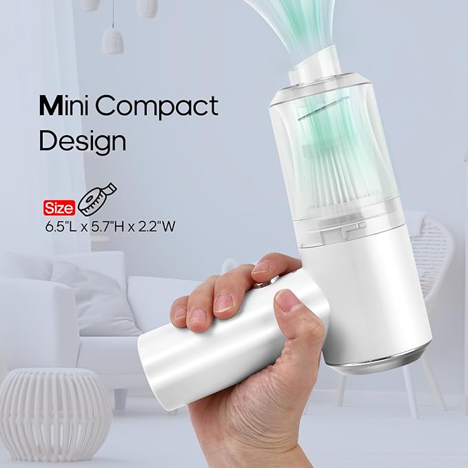 Auloea Mini Car Vacuum Cleaner(4500 pa) Portable Cordless Rechargeable,Tiny Handheld Vacuum, Computer Hand Vacuum for Keyboard and Laptop, Mini Hand Held Vac for Car and Home /V01/White