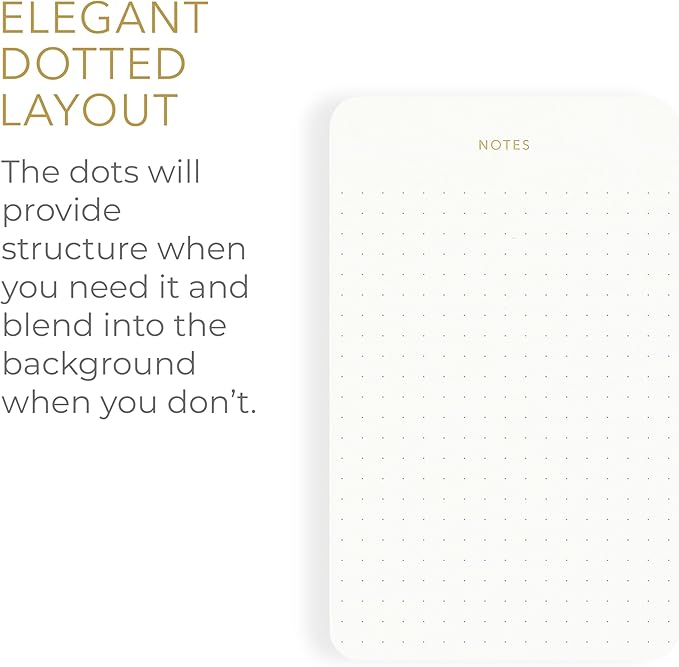 Pinesman - Elegant Desk Notepads for Professionals, Executive's Memo Pads, Minimalist, Gold Foiled, Dotted Layout, 5 Pack, 375 Sheets Total (75 Each), 6.3" x 3.9”, 80 GSM, Eco-friendly, FSC™ Certified