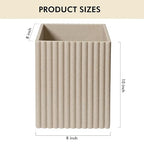 DoveeDosa Black Luxury Stone Bathroom Trash Can, Modern Bathroom Office Trash Can, Resin Wastebasket, Garbage Receptacle Bin for Bathrooms, Offices, Powder Rooms, Kitchens (Square Beige)