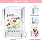 Vgrti Just Be Yourself Acrylic Makeup Brush Organizer Holder, Motivational Vanity Desk Accessories for Bedroom Office, Inspirational Affirmation Quote Gifts for Women Girls Daughter Sister Coworker