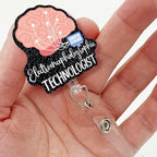 Sixrip Electroencephalographic Technician Retractable Glitter Badge Reel with Alligator Clip, Funny Badge Holder Gift for Electroencephalophy Tech EEG Doctor Nurse Nervous System Medical Office Work