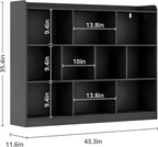 DIYART Black Bookshelf, Wood Bookcase with 3 Tier Open Shelves, 10-Cube Minimalist Storage Shelf for Living Room, Bedroom, 43.3" W x 35.4" H