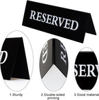 6 Pieces Plastic Reserved Table Sign for Wedding Acrylic Double Side Table Tent Black Guest Reservation Tables Seat Sign 7.9 x 2.7 Inches Reserve Seating Signs for Restaurant Chairs Wedding