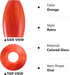 Fixture Replacement Globe Shade,Lampshade for E26 Base 1-5/8 Inch Fitter, Color Art Glass Oval Lampshade Cover for Pendant Kitchen Wall Sconce Chandelier Vanity Light (3, Orange)