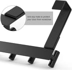 PMMASTO Over The Door Hooks, Door Hanger Hook for Hanging, Coat Rack Organizer for Bathroom, Towel Holder Bathroom Accessories (Black 5 T-Hooks-Fits 1-3/4" Thick Door)