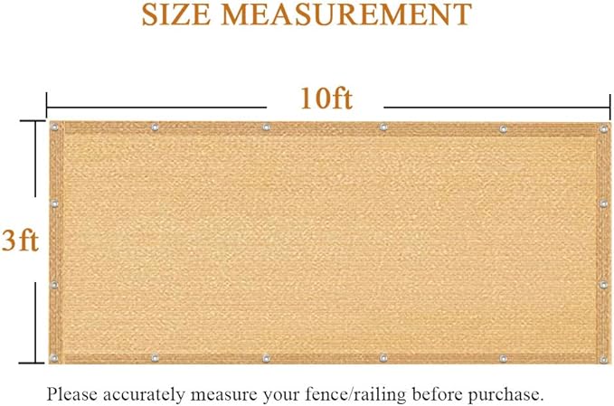 iCover 3x10ft Balcony Privacy Screen Fence, UV-Resistant Railing Fencing Cover for Porch Deck Patio Garden Backyard, Cable Zip Ties Included, Sand