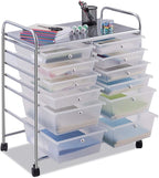 Giantex 12 Drawer Rolling Storage Cart Tools Scrapbook Paper Office School Organizer (White)