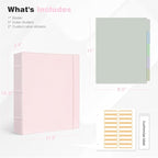 Ospelelf Vintage Hardcover 3 Ring 2 inch Leather Binder, Professional Binders Organizer Suitable for Letter Size Documents, Binder Dividers with Tabs, Rose Pink