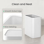 Cesun Small Bathroom Trash Can 2.1 Gallon Wastebasket, Modern Metal Garbage Can Office Waste Basket, White Stainless Steel Trash Bin for Bedroom, Home Office, Toilet, rv, Near Desk, Under Sink.