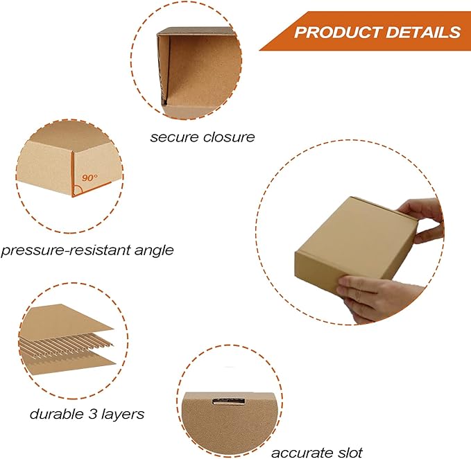 PHAREGE 7x5x2 inch Shipping Boxes Bulk 25 Pack Brown, Tab Lock Tuck Top Mailer Boxes for Packaging Small Business, Small Cardboard Gift Boxes for Wrapping Mailing Present
