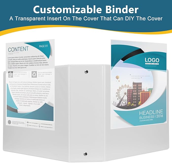CIXILDTS 3-Inch 3 Ring Binder, Standard 3" Round Ring Binder Fit Letter Size Paper, Presentation View Binders, White, 6-Pack