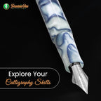 FPR Himalaya V2-Chrome Ultra Flex Nib Pen - Twist-Style Converter Filled Calligraphy Pens for Writing-Fancy Pens for Men & Women - Flex Fountain Pen w/Metal Clip & Cap Ring (Peacock Aqua Acrylic)