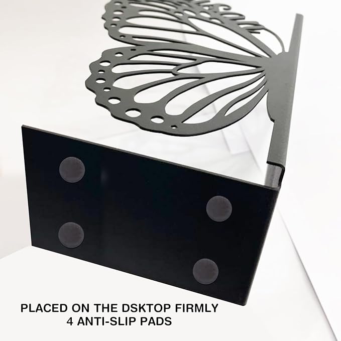 Personalized Butterfly Decorative Book Ends, Heavy Duty Bookends for Shelves, Non-Slip Book Stopper, Metal Modern Bookshelf Decor for Home Office Study Room, Gifts for Readers Color01