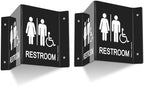 Faittoo Restroom Sign, Bathroom Signs, (2 Pack) 6 x 8 Inches Acrylic Sign, for Office or Business Bathroom and Toilet Door or Wall Decor, Indoor Outdoor Use, Black (Men and women with Handicap)