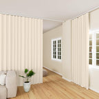 Hoeflife Room Divider Curtains Blackout Floor to Ceiling Curtain with Hook Wall Mount Sliding Door Curtains Ceiling Mount Extra Wide Curtain Wall Divider for Room Separation (Beige, W100 x H108 in)