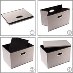 PRANDOM Large Foldable Storage Bins with Lids [3-Pack] linenFabric Decorative Storage Boxes Organizer Containers Baskets Cube with Handles Divider for Bedroom Closet Office Light Grey(17.7x11.8x11.8)