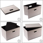 PRANDOM Large Foldable Storage Bin with Lid [1-Pack] Linen Fabric Decorative Storage Box Organizer Container Basket Cube with Handles Divider for Closet Office Living Room Light Grey(17.7x11.8x11.8)
