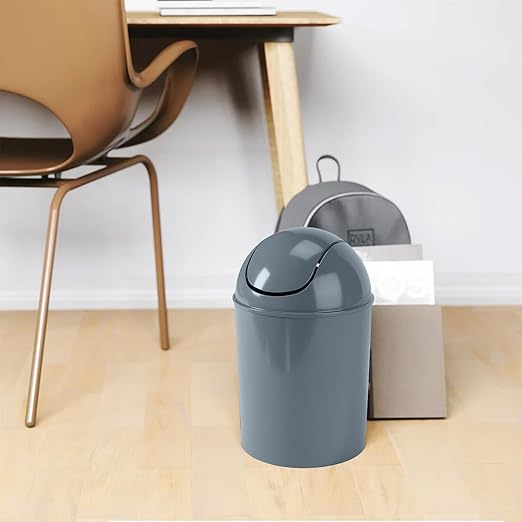 Umbra 1.25 Gallon Mini Waste Can with Removable Swing-Top Lid - Small Garbage Bin for Kitchen, Bathroom, Bedroom, Office - Compact Trash Can Fit Under Tables & Counters - Slate Blue