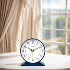 Tinload 4.5" Antique Retro Analog Alarm Clock, Small Silent Bedside Desk Clock with Manual Light, Battery Operated, Snooze, for Living Room, Bedroom, Bedside, Desk(Blue)