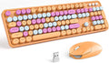 MOFII Wireless Keyboard and Mouse Combo, Orange Retro Keyboard with Round Keycaps, 2.4GHz Dropout-Free Connection, Cute Wireless Mouse for PC/Laptop/Mac/Windows XP/7/8/10 (Orange-Colorful)