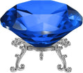 PATIKIL Diamond Crystal Paperweight, 100mm / 3.94" Crystal Paperweight Paper Weight with Silver 25 Metal Base for Home Office Desktop Table Decor Wedding Party Ornaments, Dark Blue