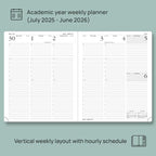 POPRUN Planner 2025-2026 (Large - 8.5'' x 10.5'') Academic Weekly Calendar (July 2025 - June 2026) with Hourly Time Slots, Monthly Tabs, 100GSM Thick Papers, Leather Soft Cover - Green