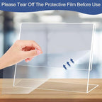 Wbtran Slanted Back Acrylic Sign Holder 5 x 7 Horizontal, Clear Tabletop Acrylic Stands for Display 7 x 5, Plastic Paper Sign Holder for Office, Home, Restaurant (6 Pack 7x5 Inches)