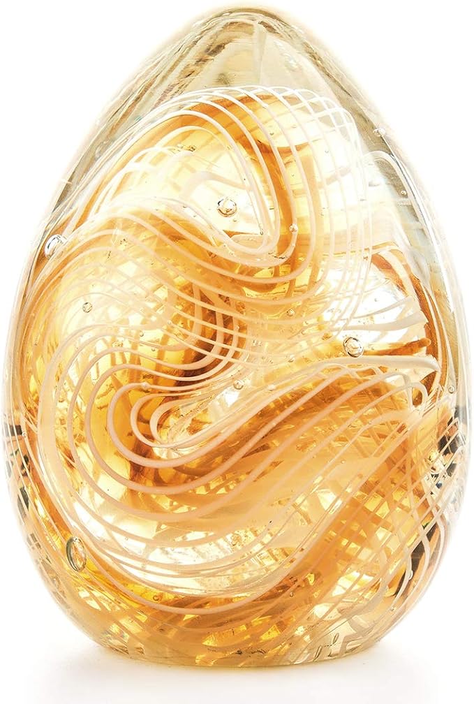 QFkris Crystal Blessings Paperweight Easter Eggs 3.4" Blown Glass Art Figurine Collectibles Desk Decor (Yellow)
