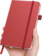 ONAVIA A6 Pocket Notebook Lined Journals, Small Journaling Notebooks, 160 Pages Hardcover Mini Notepad for Writing, Work, School, Travel and Note Taking with Pen Holder, 3.5" x 5.7" (Red)