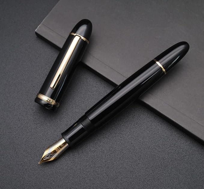 JINHAO X159 Fountain Pen (F Nib 0.5mm, Black with Gold Clip)