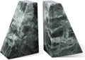 Karibiber Marble Bookends for Heavy Books, Decorative Bookends for Shelves, Green Stone Book Ends, Heavy-Duty Book Ends for Hardback Book & Cookbooks, Unique Book Stopper & Holder, Set of 2