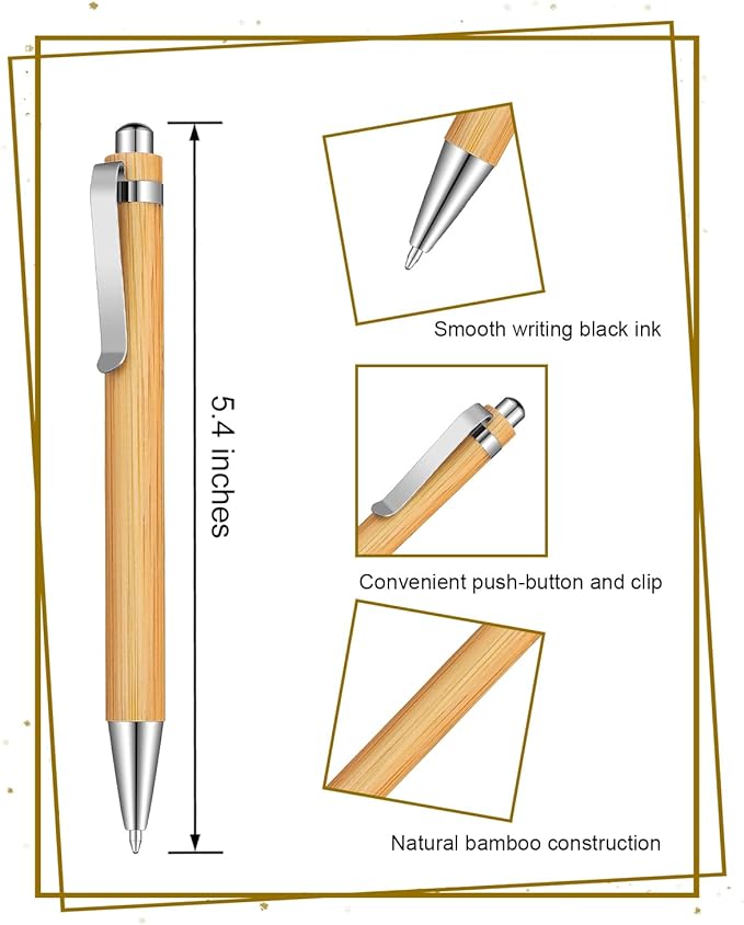 lyforx 250pcs Bamboo Pens Bulk Wooden Bamboo Pens Engraving Wooden Ballpoint Pen Customizable Gift Pen Bulk