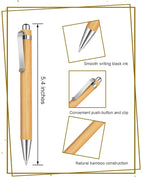 lyforx 250pcs Bamboo Pens Bulk Wooden Bamboo Pens Engraving Wooden Ballpoint Pen Customizable Gift Pen Bulk